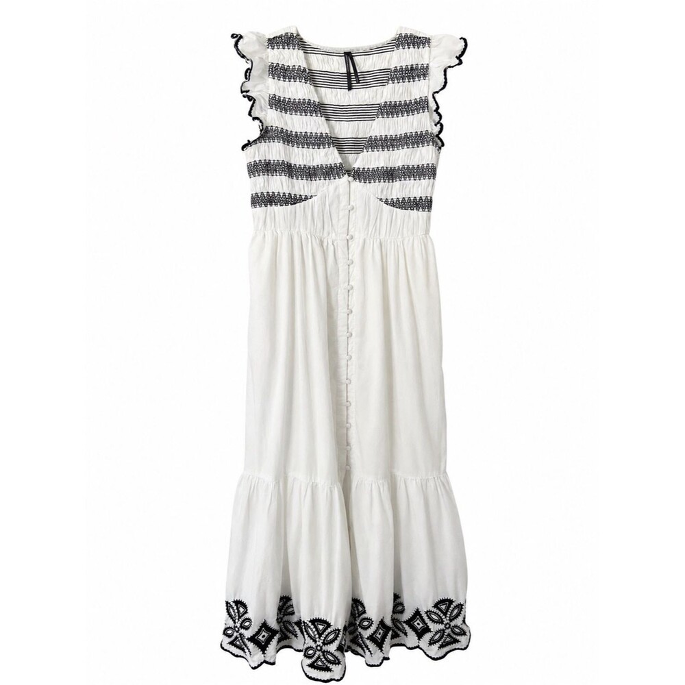 Anthropologie Peregrine Embroidered Smocked Maxi Dress - Picture 2 of 16